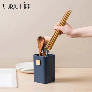 

Urallife Wall Mounted Chopstick Holder Drain Spoon Colander Shelf Household Kitchen Tableware Storage Rack Cookware Storage Case