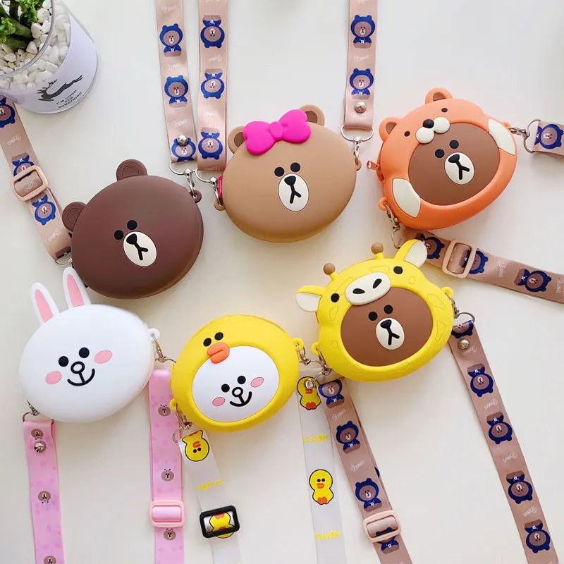 

Mini Children Coin Purses 2020 New Lady Small Round Wallet Cartoon Silicone Card Bag Purses Cute Headset Package Girl Purse Gift