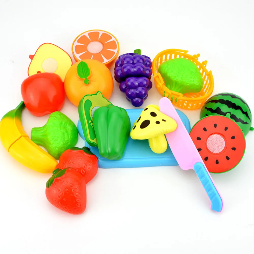 Ролевые игры пластиковая пищевая игрушка для резки фруктов растительная пища ролевые игры для детей игровой Домашний детский подарок на день рождения - Цвет: 12 PCS