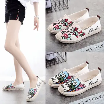 

2020 spring summer summer women's flat canvas shoes old Beijing cloth shoes wild casual soft bottom non-slip single shoes