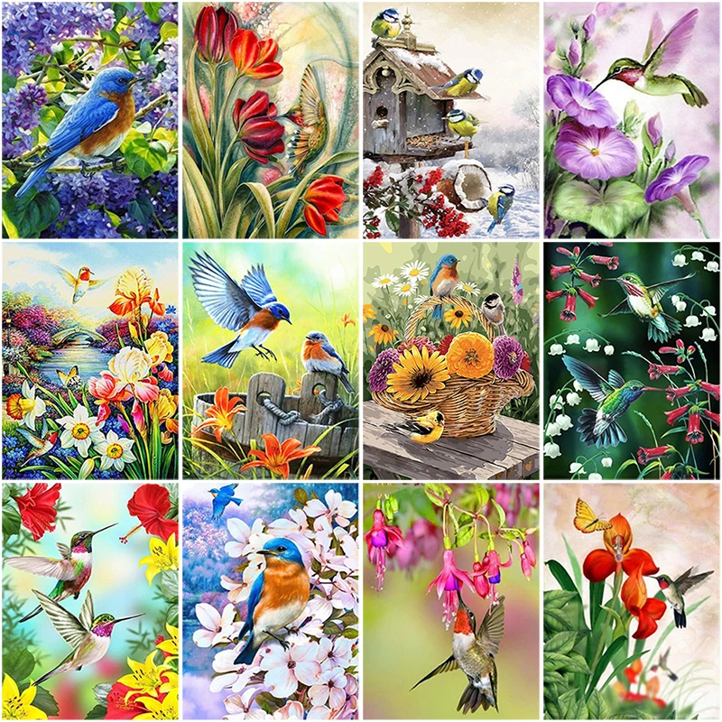 

DIY 5D Diamond Painting Brid Flower Diamond Embroidery Cross Stitch Full Round Drill Animal Mosaic Home Decor Art Wall Sticker