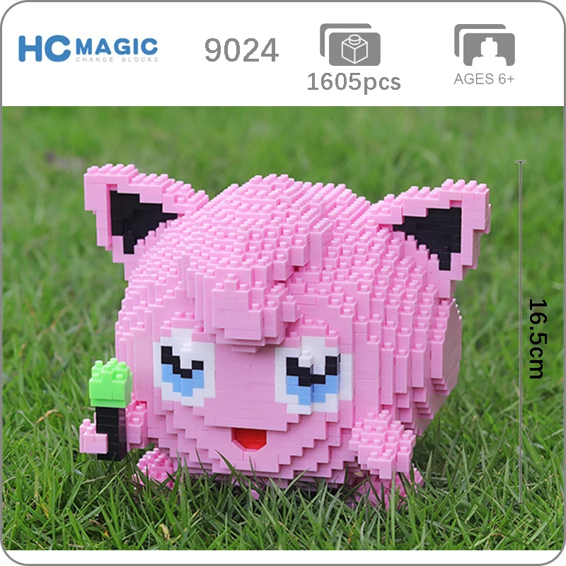 Günstige HC 9024 Jigglypuff Rosa Tasche Monster 3D Modell 1605 stücke DIY Kleine Mini Diamant Blöcke Ziegel Gebäude Spielzeug für Kinder keine Box