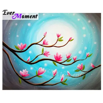 

Ever Moment Diamond Painting Pink Flower Tree Artwork 5D DIY Mosaic Full Square Drill Diamond Embroidery Handmade 3F2177