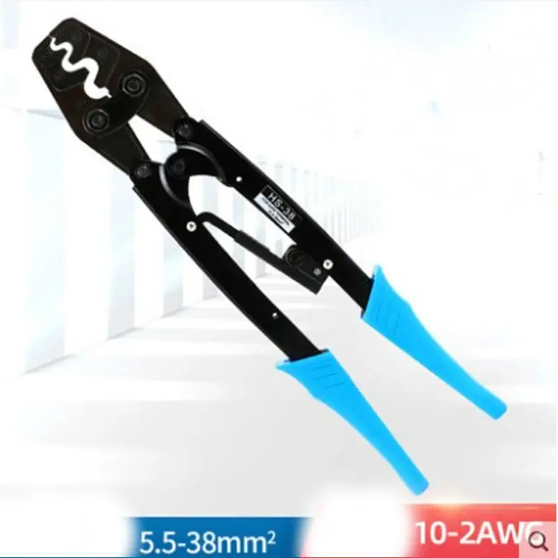 HS-38, обжимные плоскогубцы для неизолированных клемм(точечного типа), японский стиль, емкость 5,5-38мм2, 10-2AWG, электрические инструменты
