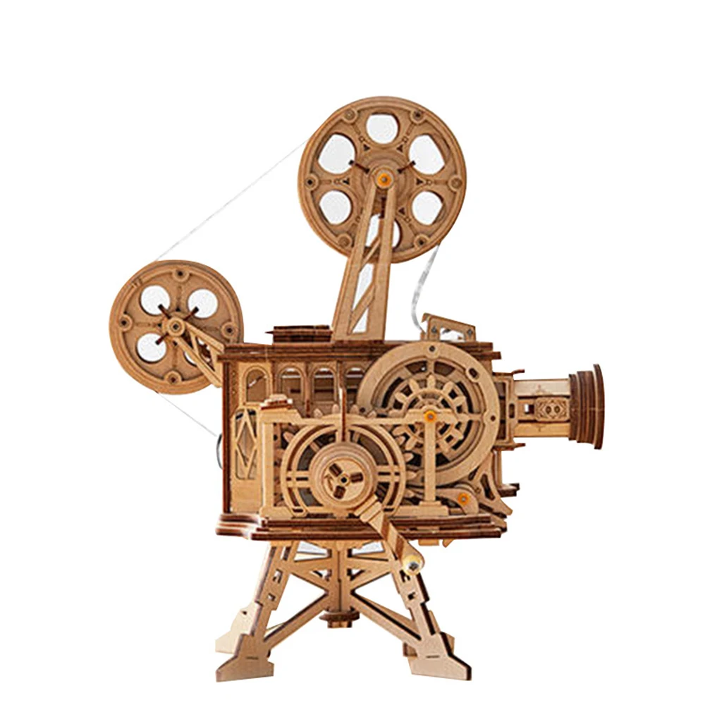 

Wooden projector 183pcs Vintage Diy 3D Hand Crank Film Projector Wooden Puzzle Game Assembly Vitascope Toy Gift for Children