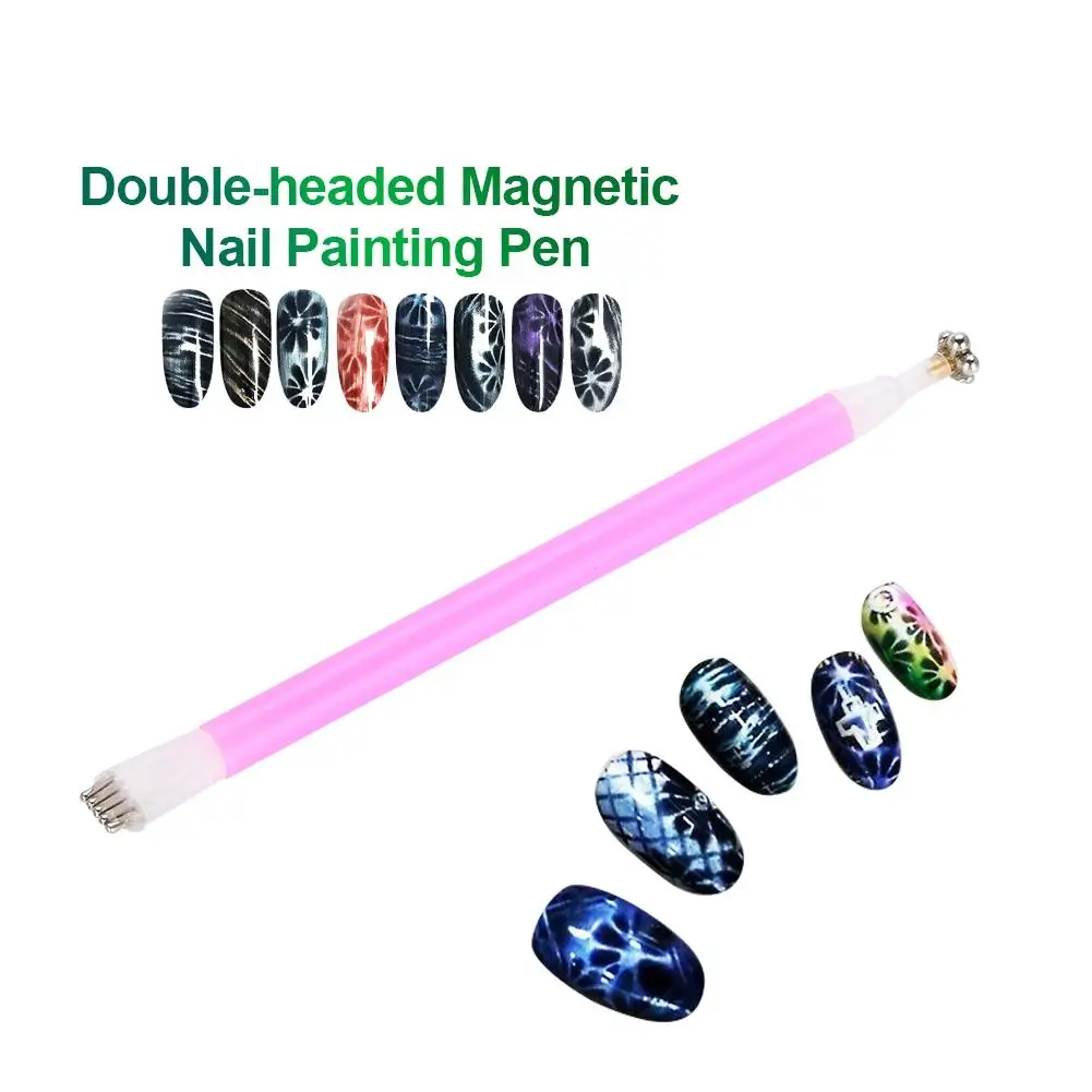 

Nail Art Polish Double Head Magnetic Plate Pen 3D Line Strip Effect Strong Magnetic UV Gel Manicure Tool