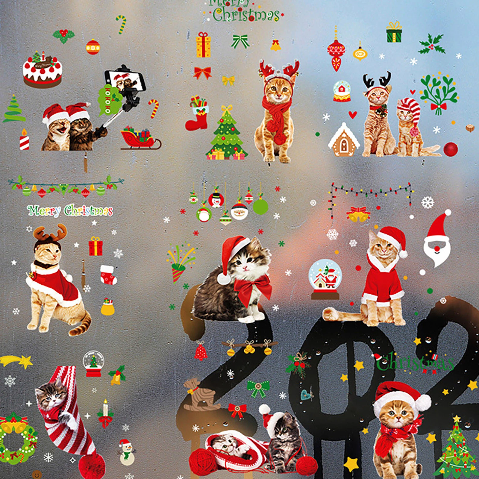 Christmas Theme For 2022 Christmas Theme Diy Window Sticker Dog Cat Santa Snowman Stickers Portable  Xmas Happy New Year 2022 Noel Navidad Party Gifts|Wall Stickers| -  Aliexpress