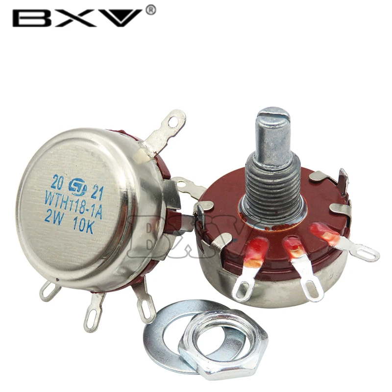 Adjustable resistor multiturn potentiometer linear potentiometer rotary potentiometer potentiometer kit trimmer potentiometer 2PCS WTH118 1K 2.2K 4.7K 10K 22K 47K 100K 470K 1M 2W 1A Potentiometer Authentic Variable Resistor VR Resistance 100K Ohm