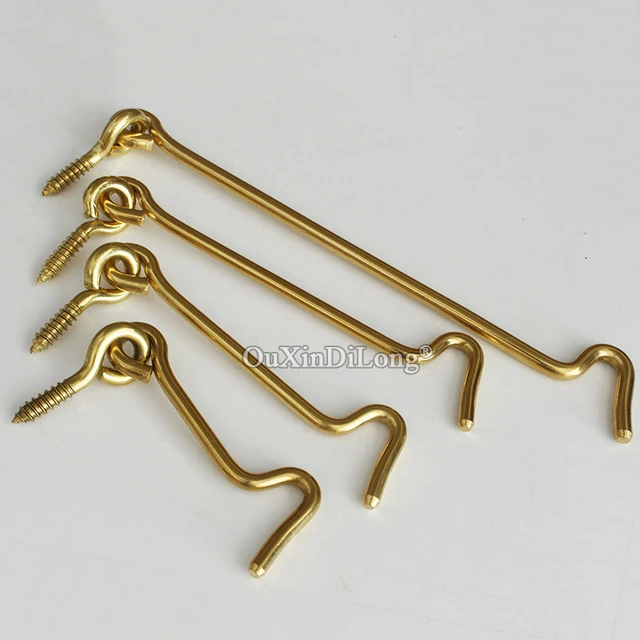 Classic 10PCS Pure Brass Antique Cabin Hooks and Eye Latch Lock Shed Gate  Door Catch Silent Holder with Screws Brass/Bronze - AliExpress