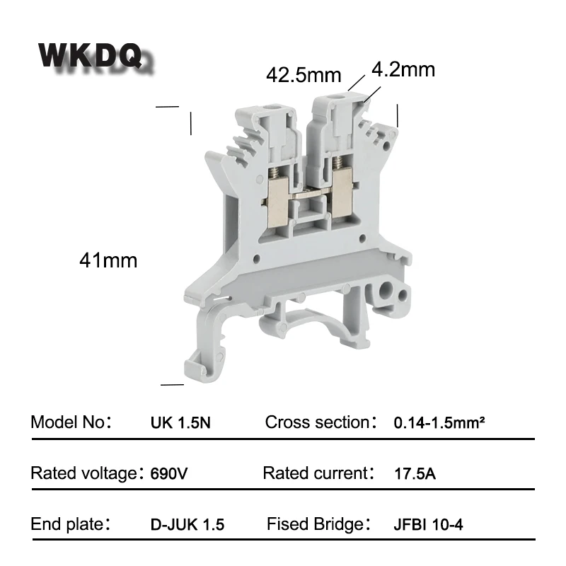 10 шт. UK-1.5N эквивалент Феникс 2 проводники UK1.5 Универсальный винт соединения din-рейку клеммный блок разъем UK1.5