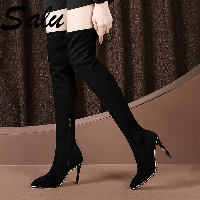 

TXCNMB Over The Knee High Boots Women High Heels Pointed Toe Party Shoes Woman Tight High Warm Winter Boots Long Shoes