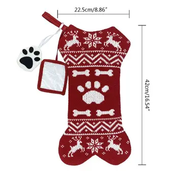

2pcs/set Cartoon Dog Bone Christmas Stocking Gift Candy Bags Hanging Xmas Tree 67JB