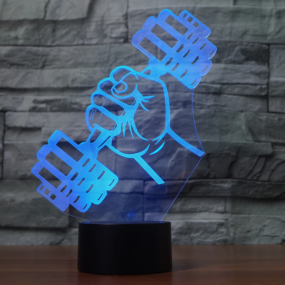 Usb, 7 цветов, изменяющийся, поднимает гантели, модель 3D, светодиодный Ночной светильник, модель, сенсорная кнопка, настольная лампа, светильник для дома, детская комната, Декор