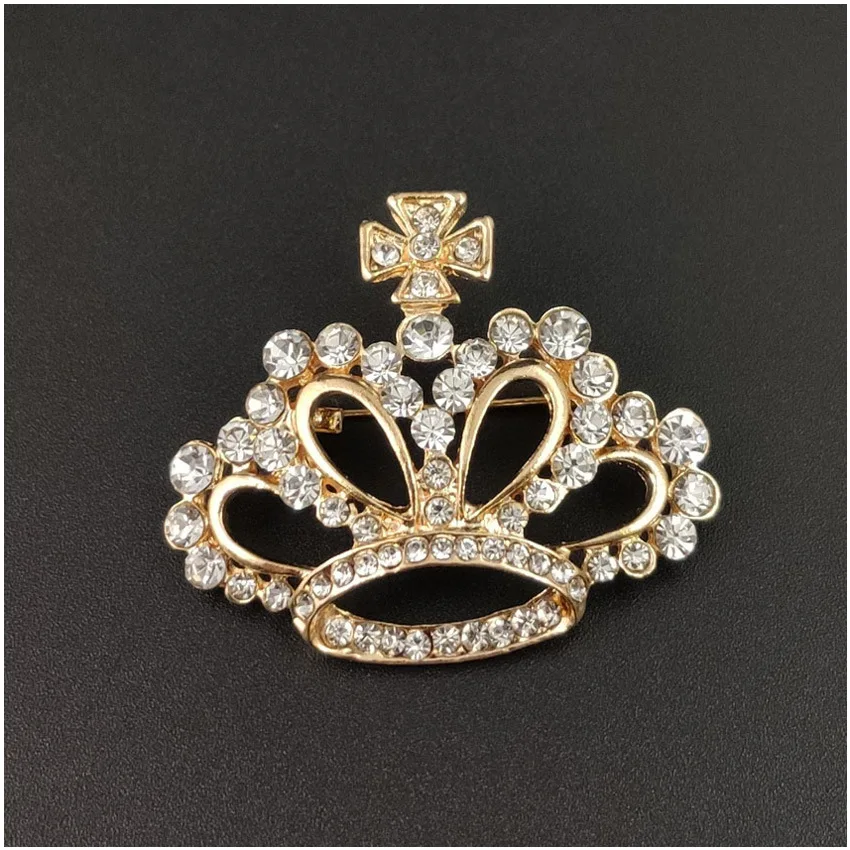 Crystal brooch Visual's diary new metal crystal crown brooch lapel pina suit shirt collar pins brooches for women accessories fashion jewelry