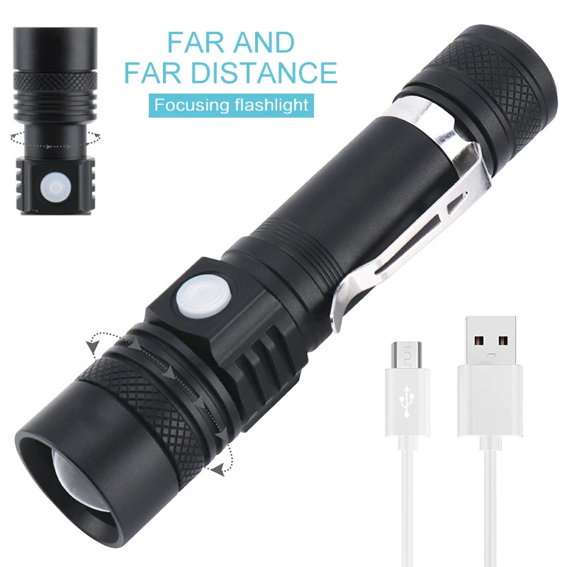 

LED flashlight USB Torch T6 Power Zoomable Bicycle Light 18650 Rechargeable