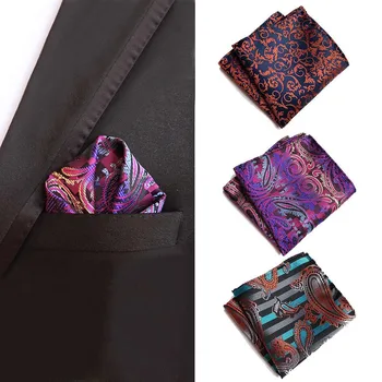 

Fashion Men's Handkerchief Polka Dot Striped Floral Printed Hankies Polyester Luxury Business Pocket Square Chest Towel