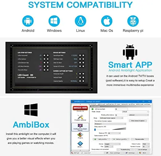Ambi светильник комплект USB светодиодная лента 5050 RGB Мечта Цвет ws2812b полоса для ТВ