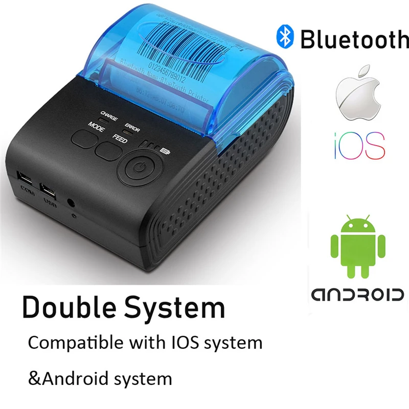 Zjiang Мини карманный Мобильный цветной термопринтер Bluetooth POS Код 58 мм кассовый принтер для ткани супермаркет магазин