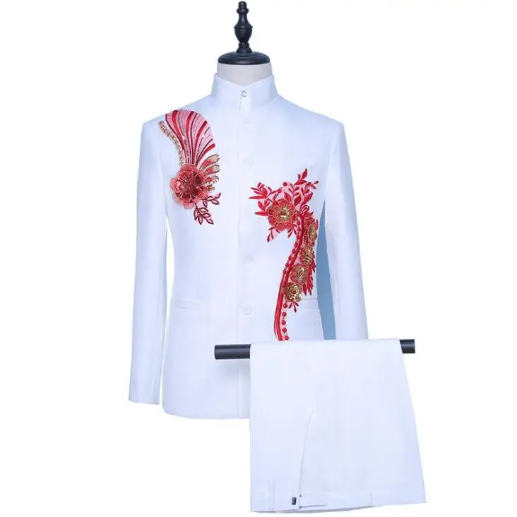 Белый блейзер мужской костюм жениха комплект со штанами Мужская молодежная