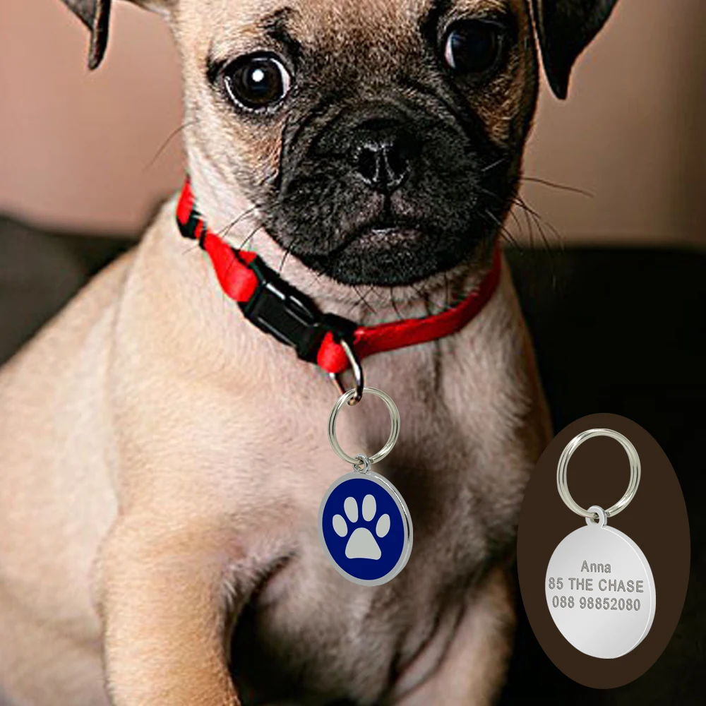 Custom Anti-lost Collar Puppy Accessories Name Pendant Tags Cat Steel ID Dog Dog Tag Engraved Pet Tag Paw Stainless Personalized