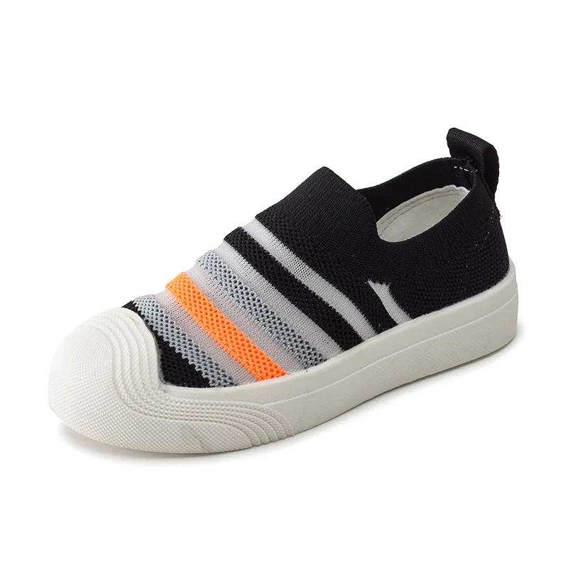 Детские кроссовки без шнуровки на плоской подошве с радужным узором|Кроссовки| |