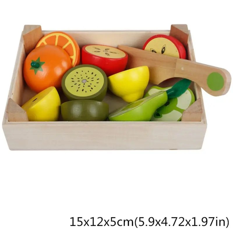 Wooden Classic Game Simulation Kitchen Series Toys Cutting Fruit Vegetable Set Toys Montessori Early Education Gifts R7RB - Цвет: 1