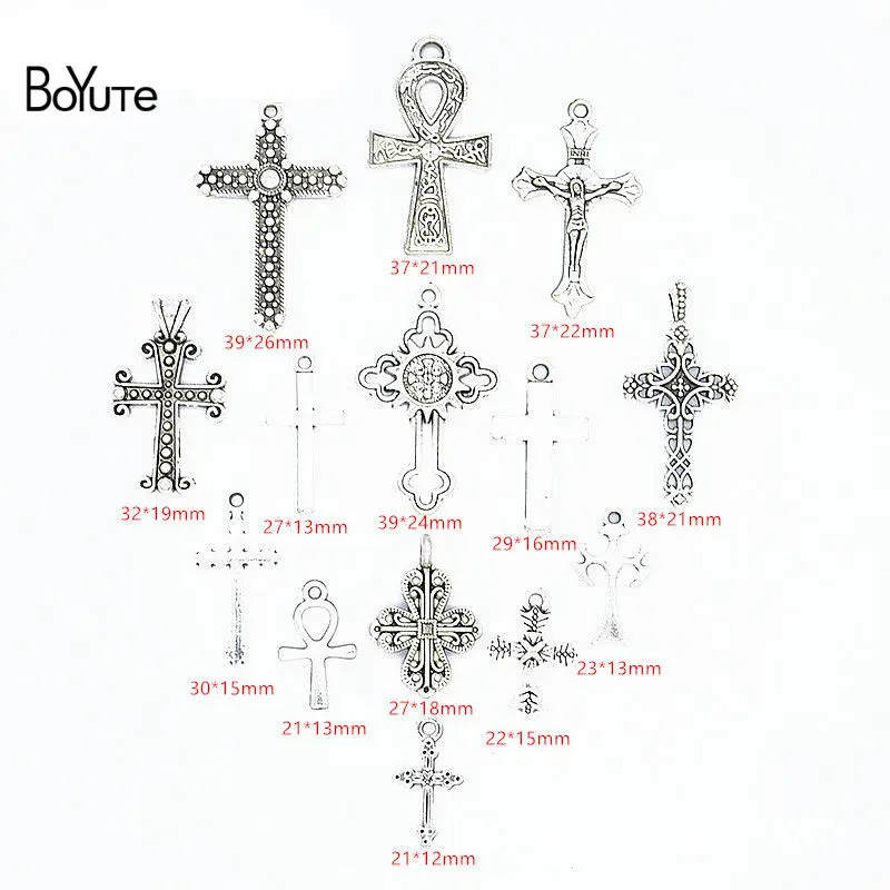 14 Styles Cross BoYuTe Прямая с фабрики микс 23 стиля тибетская Серебряная Звезда Луна солнце подвеска Подвески Diy сплав ювелирные изделия аксессуары - Окраска металла: 14 Styles Cross
