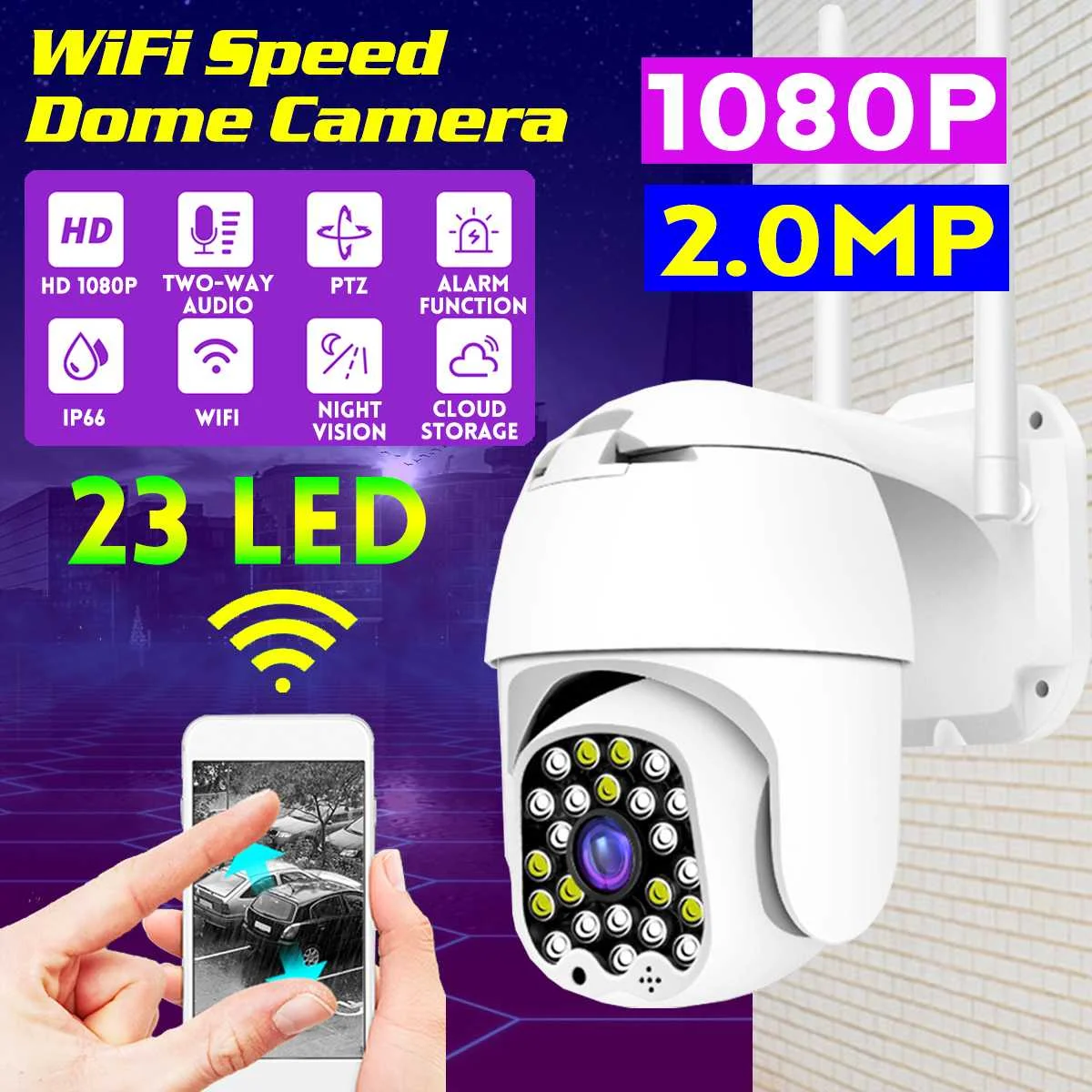 

1080P PTZ Speed Dome Wifi Camera Outdoor 2MP Auto-Tracking Camera Wireless Cameras Night Vision Home CCTV Surveillance IP Camera