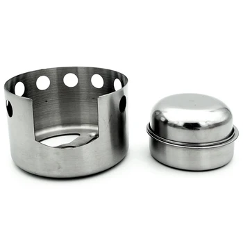 

TOP!-Outdoor Picnic Stove Liquid Solid Alcohol Stainless Steel Portable Camping Small Round Alcohol Stove With Cover