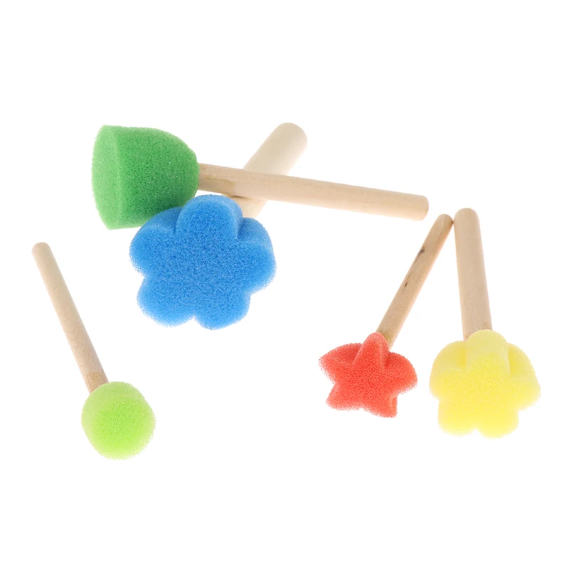Kids Toddler Sponge Stamp Brush Kits Flower Drawing Toys for Children Paint Educational Art and Craft Creativity Boys Girls