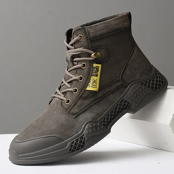 

Ankle winter boots lace up men waterproof warm British Style retro suede cow leather men winter shoes Retro Tooling Boots o4