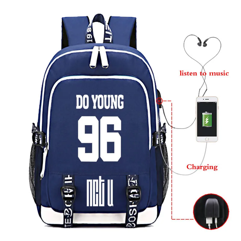 Kpop NCT backpack multifunction USB charging earphone Jack back to school bag fashion NCT 127 Kpop stationery new arrivals