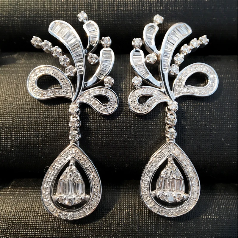 H68bf3d089fbb4d699f6b6383f59acdccP Aazuo Fine Jewelry 18K White Gold Real Diamonds1.2ct Luxury Water Drop Earrings Gift For Women Engagement Party Pure 18k Lock