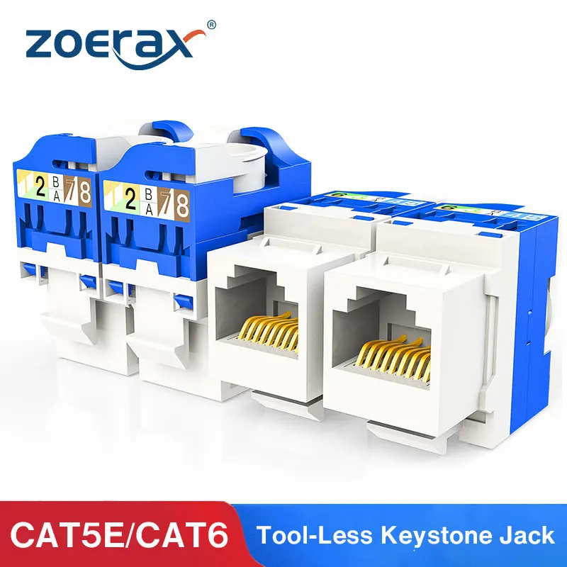 ZoeRax 10 шт. Cat5e Cat6 RJ45 Keystone Jack модульный разъем сетевой соединитель Ethernet настенный не требуется инструмент для