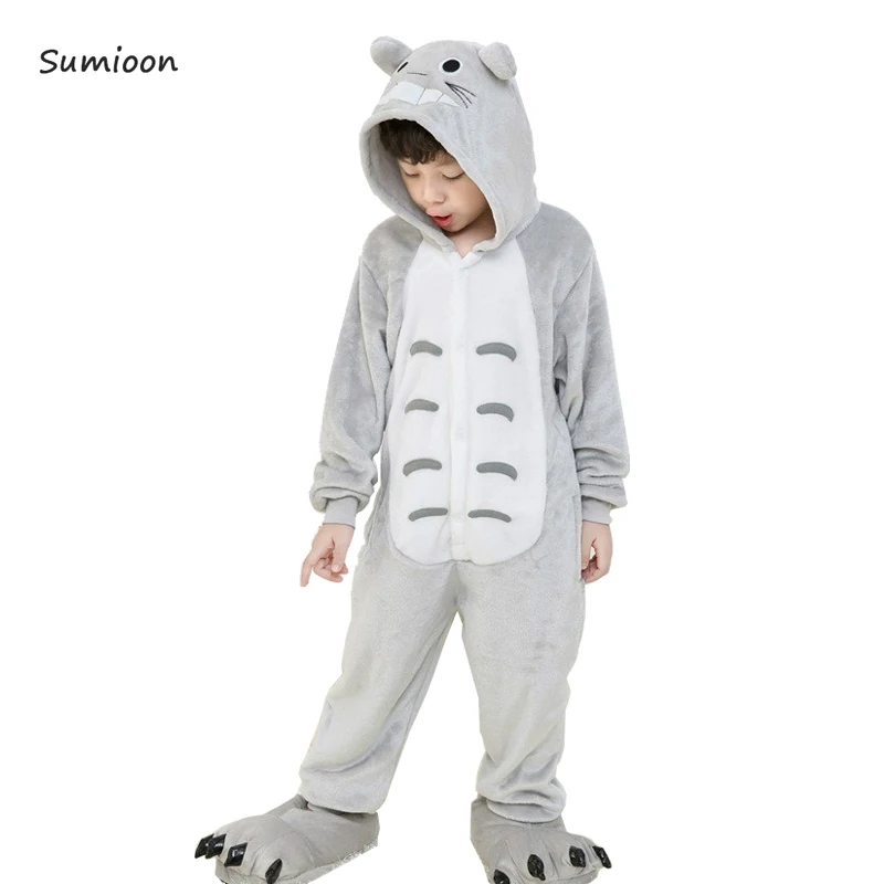 Kuguurumi/Пижама с единорогом для детей; зимняя одежда для сна с единорогом для девочек и мальчиков; комбинезон с пандой; Детский костюм; детская пижама с единорогом - Цвет: Totoro