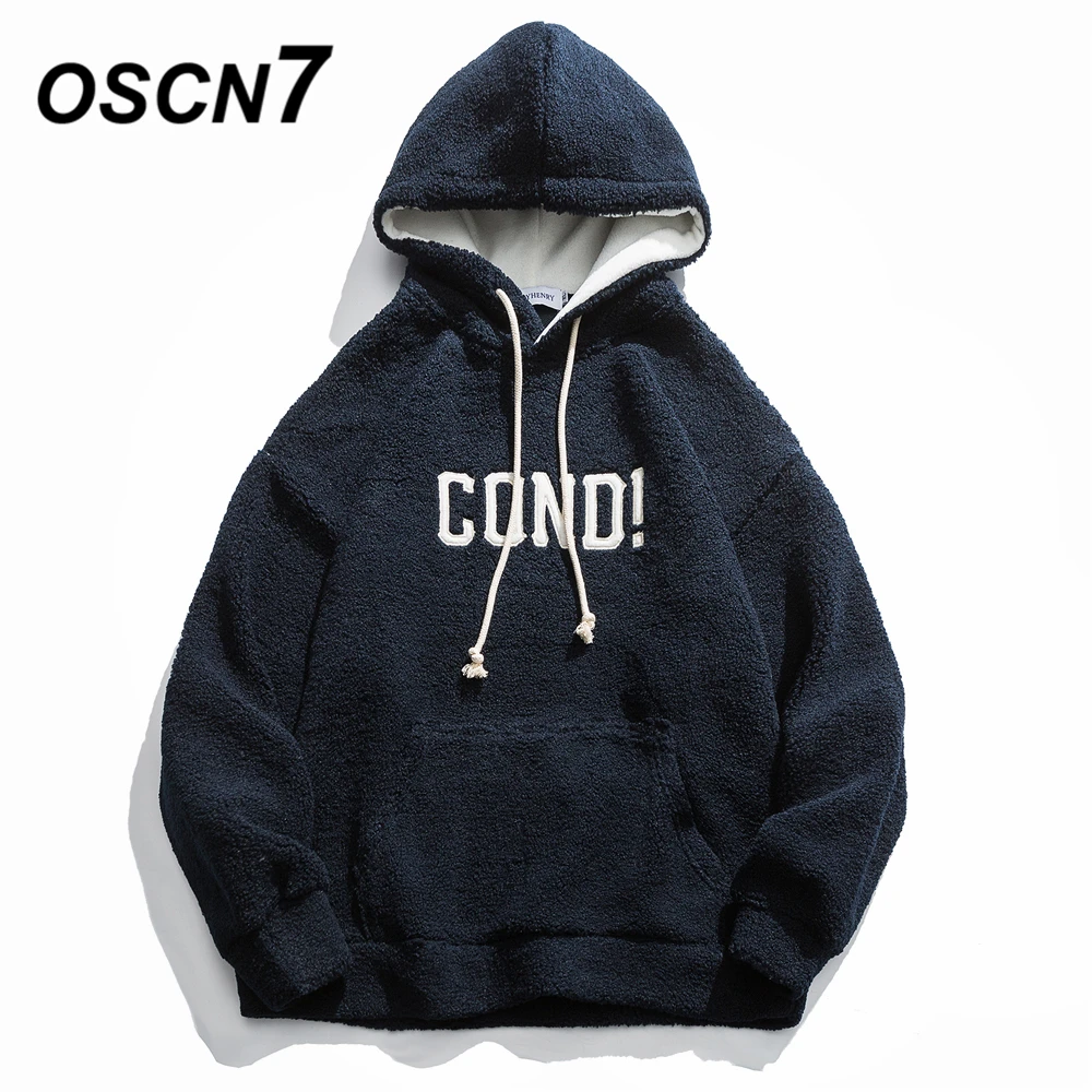 OSCN7 Высокая Уличная Повседневная Свободная флисовая Толстовка для мужчин Зимняя мода уличная Harajuku негабаритная толстовка с капюшоном Мужская s H9581