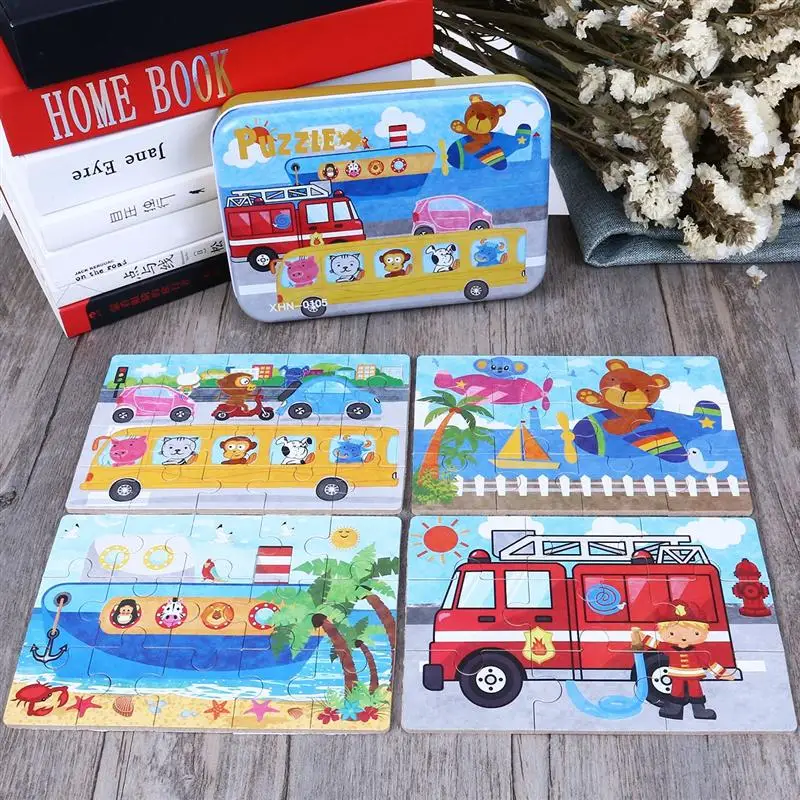 TOYMYTOY 4-In-1 Education And Learning Intelligence Toys Bus Ship Fire Truck Vehicles Animals Wooden Puzzles Jigsaw | Игрушки и хобби