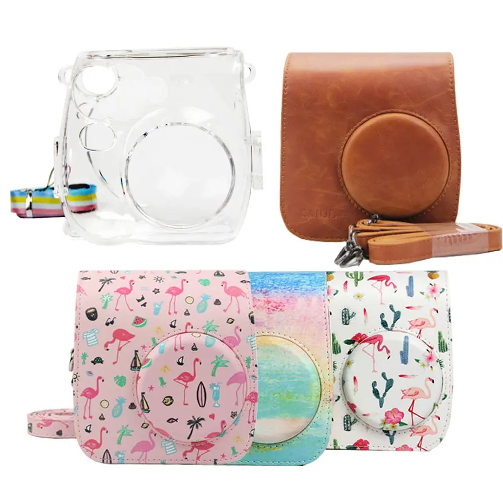 Compatible PU Leather Instax Camera Case Bag for Fujifilm Instax Mini 7s 7c Instant Camera and Polaroid PIC-300 Camera