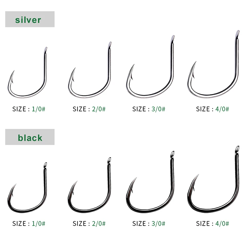 PROBEROS 10Pcs Jig Hooks 1/0-2/0-3/0-4/0# High Carbon Fishing Hooks Steel  Sea Pike Fishhooks Single Jigging Hooks Slow Pitch