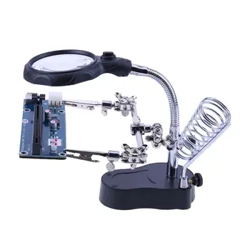 

1pc Welding Magnifying Glass with LED Light 3.5X-12X lens Auxiliary Clip Loupe Desktop Magnifier Soldering Repair Tool