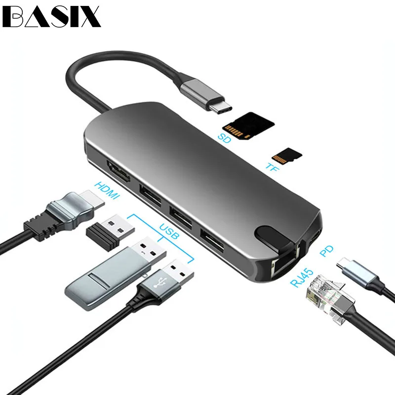 Basix USB C концентратор типа C для мульти USB 3,0 концентратор HDMI адаптер док-станция для MacBook Pro huawei P30/P20 USB-C 3,1 сплиттер 3 порта USB концентратор