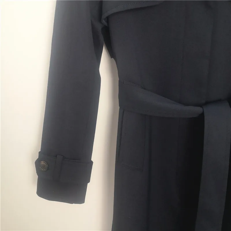 Women Trench Autumn and Winter New Temperament Stand Collar Tie Bow Windbreaker Jacket