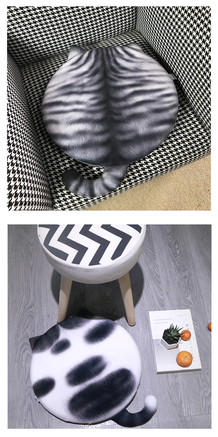 Round Cat Back Plush Suffed Toys Memory Cotton Cushion 40cm Squishy Rug Slow Rising Cute Kitten Offfice Animal Pad Car Girls Mat (8)