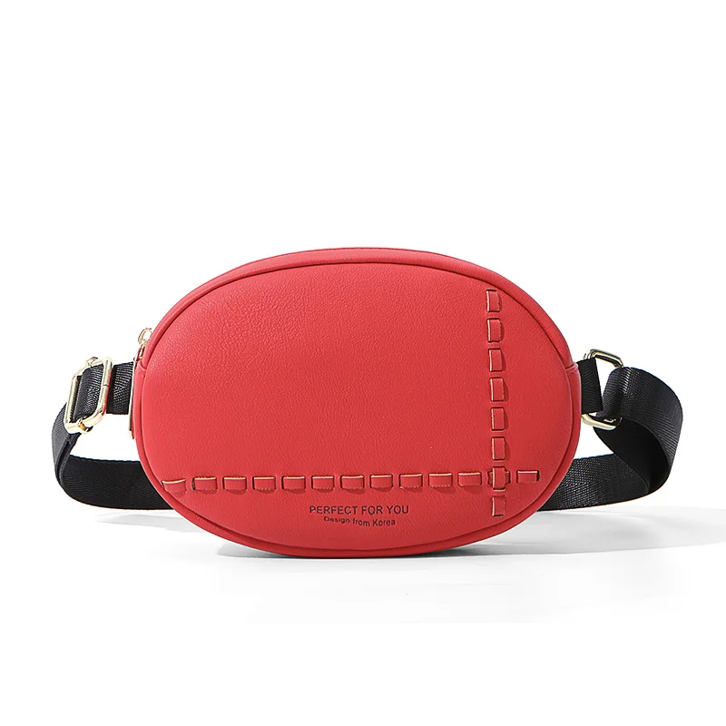 Новинка, многофункциональная овальная нагрудная сумка и поясная сумка, женская сумка через плечо, кожаная женская сумка на ремне - Цвет: Red