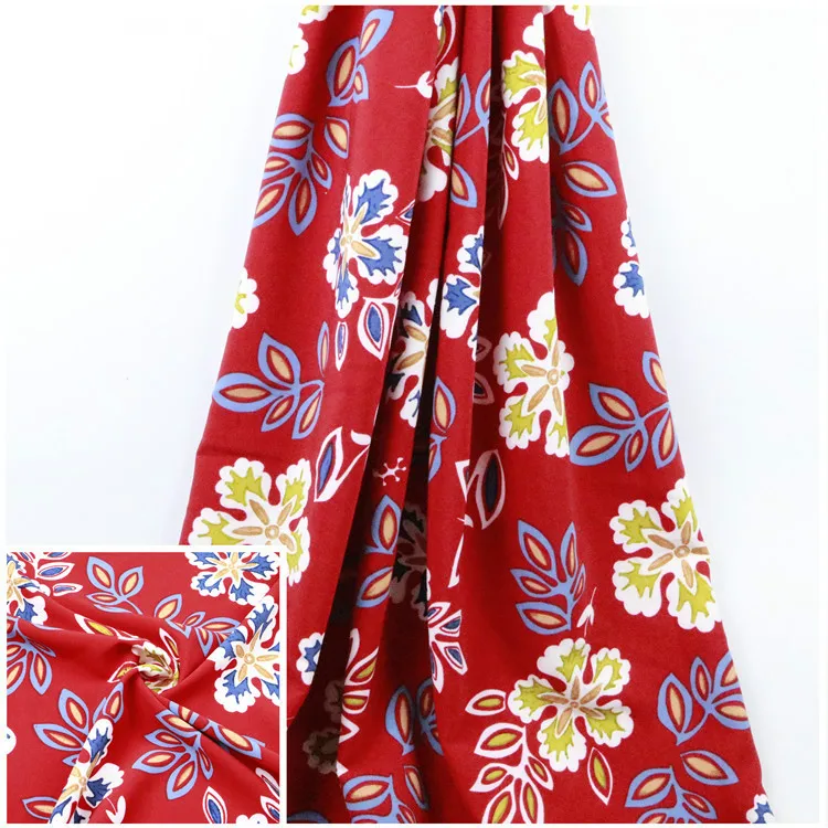 

Woven flowers 75D double-layer twill four-sided elastic print cloth European and American spring and summer dress stretch fabric