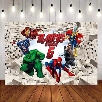 

Comics Superhero Avengers Iron Man Photography Backdrop Children Show Birthday Photo Customized Banner Prop Studio Backdrop