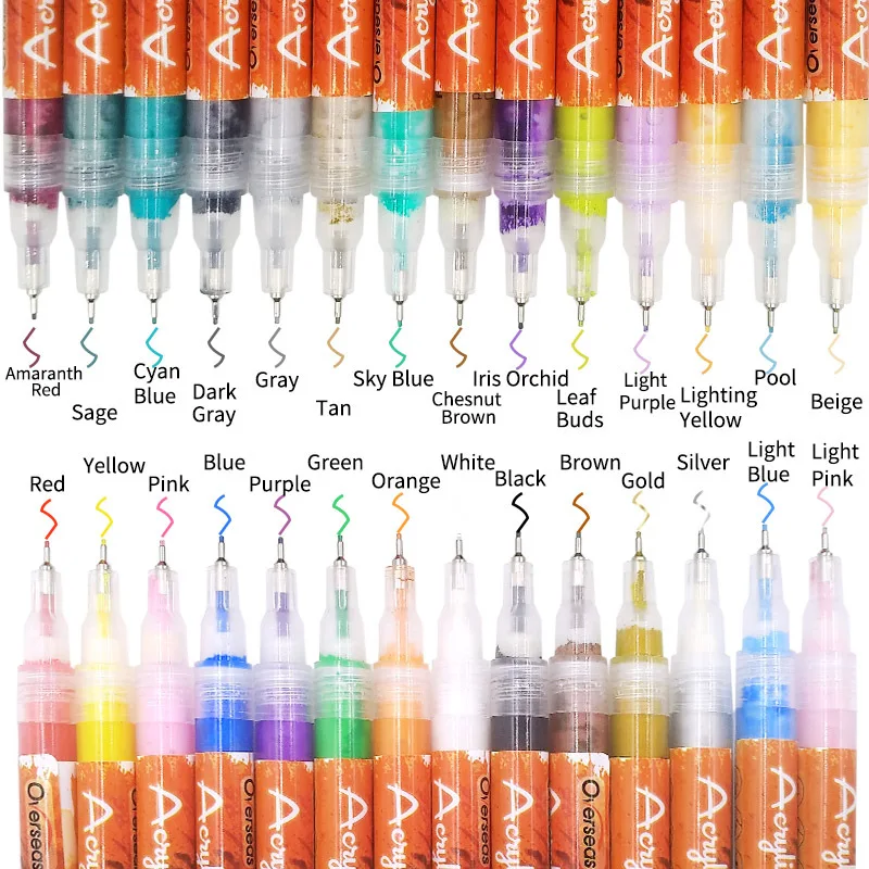 

1Pcs Acrylic Paint Marker Pen 28 colors 0.5MM Extra-Fine Tip Art Markers For Ceramic Rock Glass Wood Canva CD DIY Art Supplies