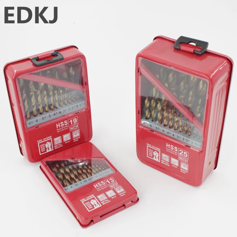 

13pcs/19pcs High-speed steel drill bit titanium-coated electric drill hemp flower high-speed high hardness resistance