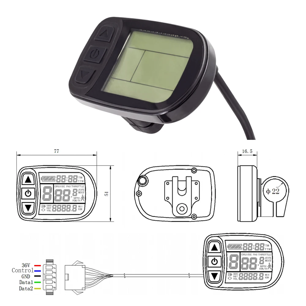 Дисплей Ebike KT LCD5 дисплей для электрического велосипеда 24 в 36 48 Kunteng