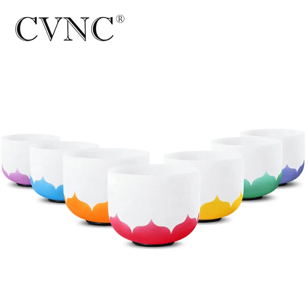 CVNC Лотос Дизайн 12 &quotNote CDEFGAB любой Note чакра Матовый Кварцевый Поющий чаша лечебная